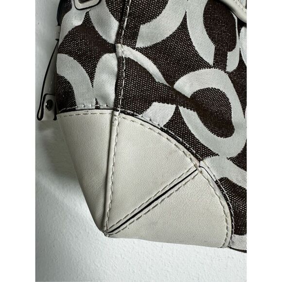 Coach Op Art Peyton Carryall Satchel Bag Tote 14515  Ivory Gray See Description - Picture 4 of 16